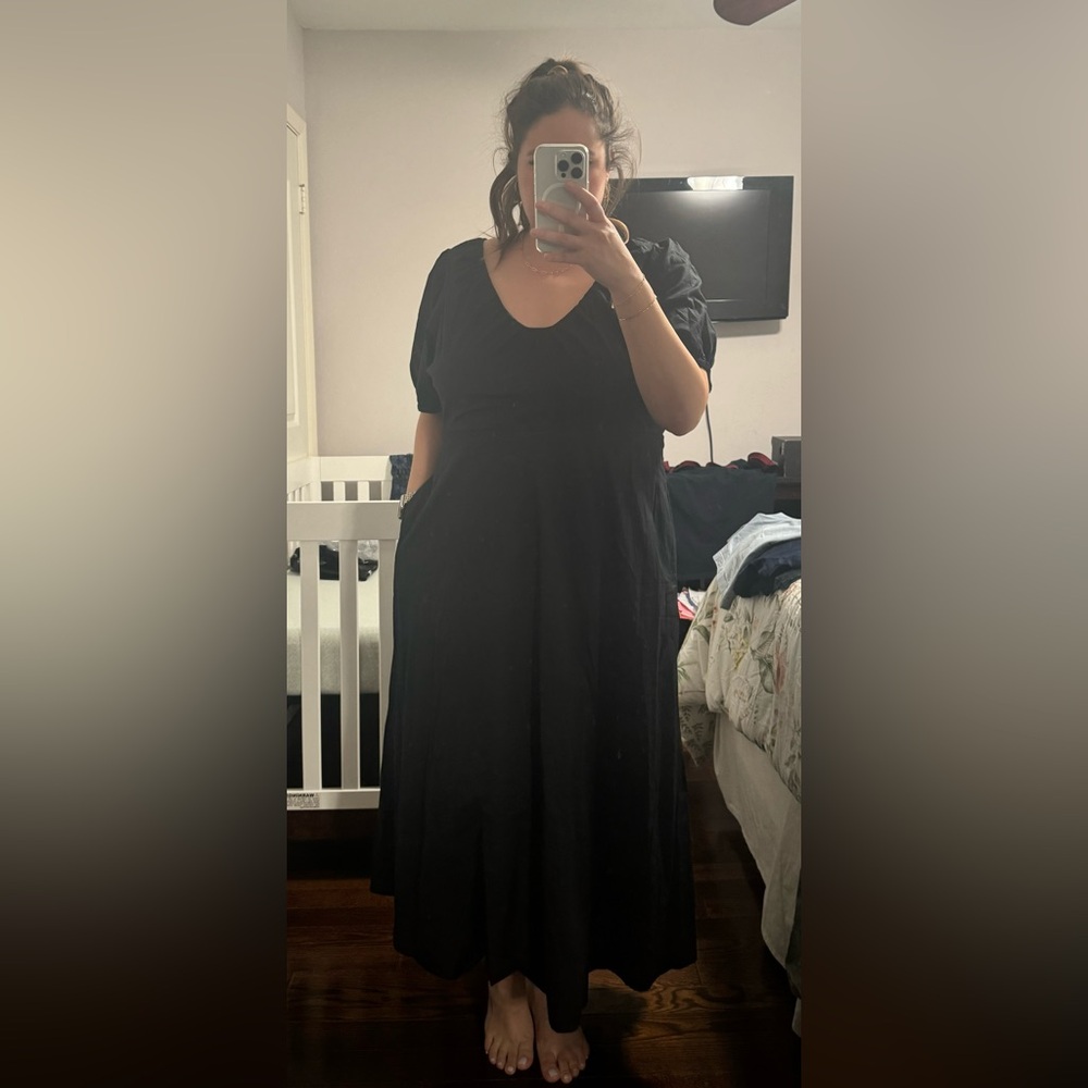 Old Navy Black Cotton Midi Dress, Size XXL
